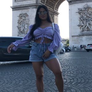 Lilac cropped peasant top